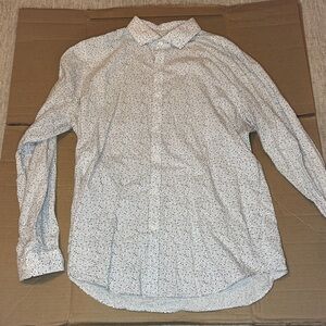 Express White Button-Down Shirt with Micro Dot Print